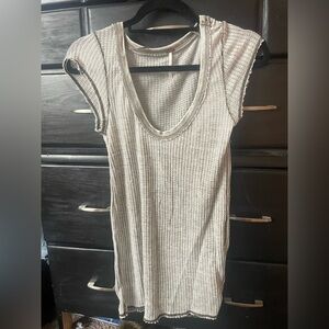 Free People Grunge Gray Distressed Tshirt